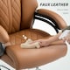 image 6 of HOMCOM PU Leather Office Chair with Spring Padding, Swivel Wheels, Brown Brown | Light Brown