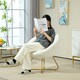 image 6 of HOMCOM Faux Fur Comfy Chair with Golden Metal Legs, Non-Slip Footpad, White