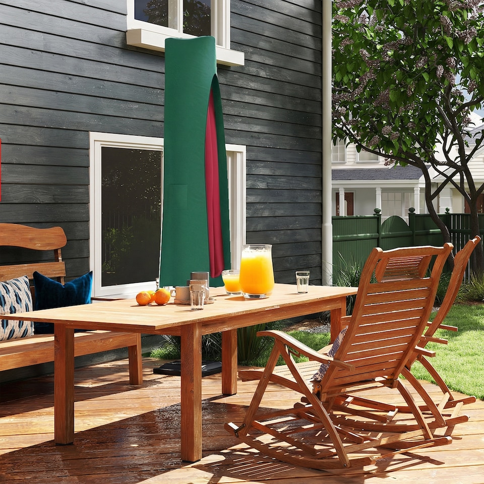 image 1 of Outsunny Garden Parasol Cover, Outdoor Cantilever Banana Umbrella Protector | Green | Green | 240 x 48/70 cm