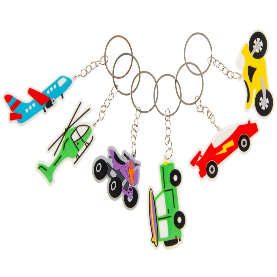 image 1 of Pack of 12 Vehicle Design Keychains