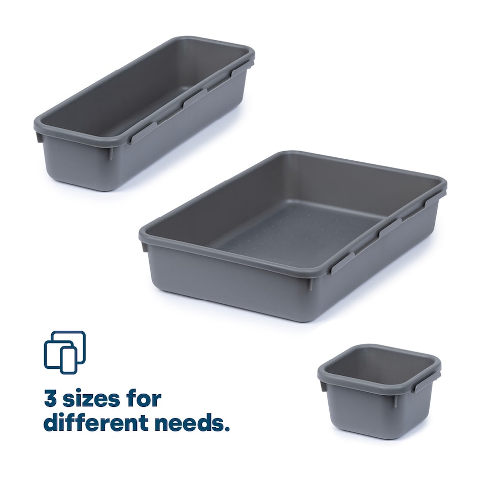 image 1 of 8PC Interlocking Drawer Organiser Grey