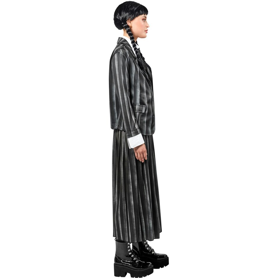 image 1 of Wednesday Womens/Ladies Nevermore Academy School Uniform Costume Set - Black/White/Grey - S S