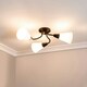 image 1 of ValueLights Kristina 3 Way Black Metal Flush Ceiling Light with Frosted White Shades and LED Bulbs