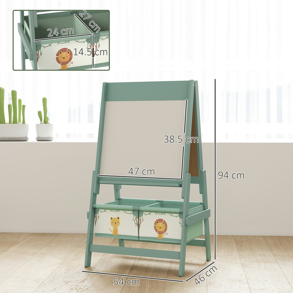 image 1 of AIYAPLAY 3-in-1 Kids Easel, Double-Sided Art Easel with Paper Roll | Green
