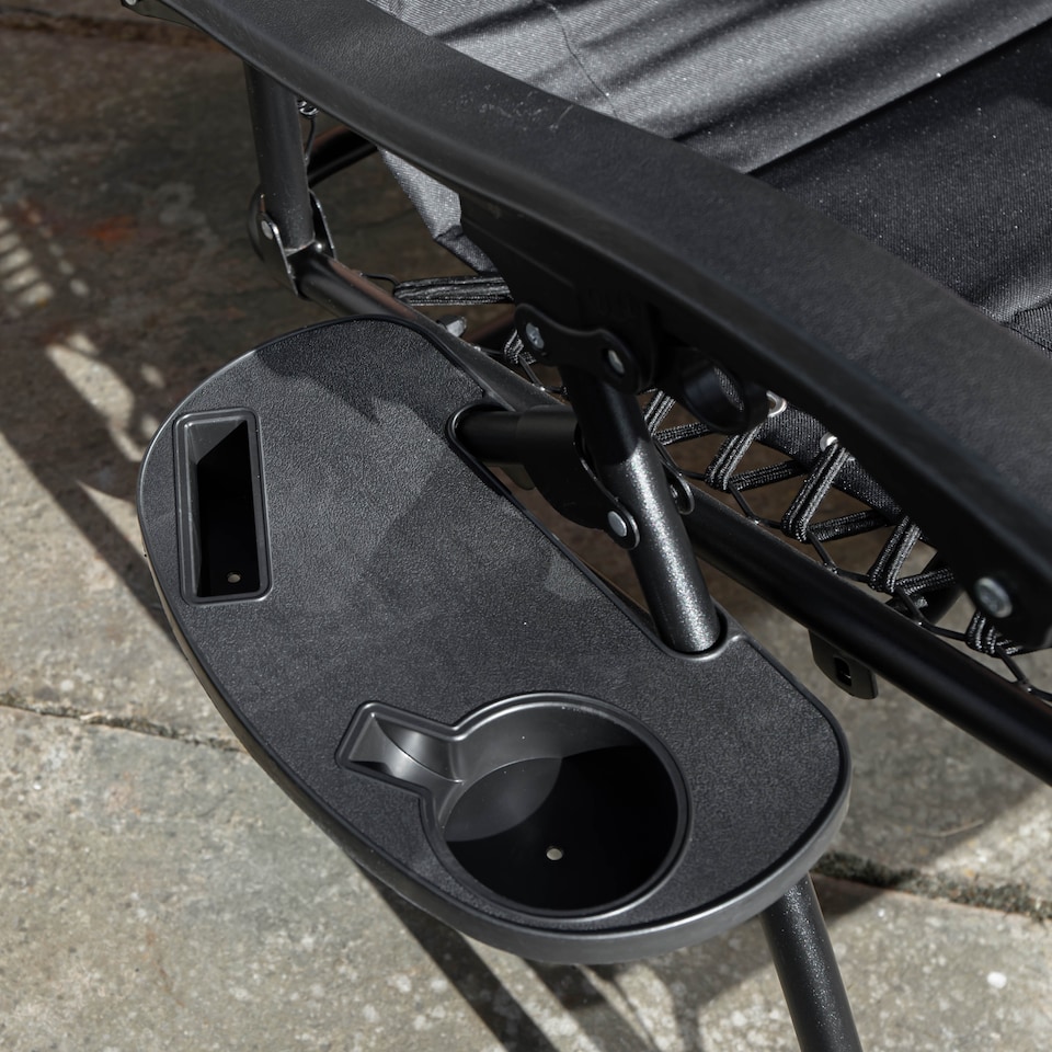 image 1 of Set of 2 Luxury Padded Multi Position Zero Gravity Garden Relaxer Chair Lounger in All Black