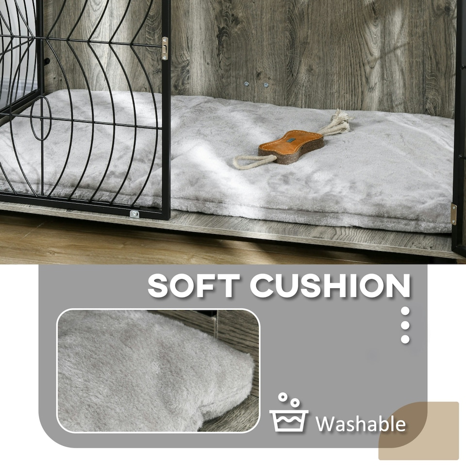 image 1 of PawHut Dog Crate Furniture End Table w/ Cushion for Extra Large Dogs