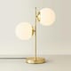 image 3 of ValueLights Jas 2 Light Gold Metal Stem Bedside Table Lamp with White Frosted Glass Shades - Bulbs Included | Gold