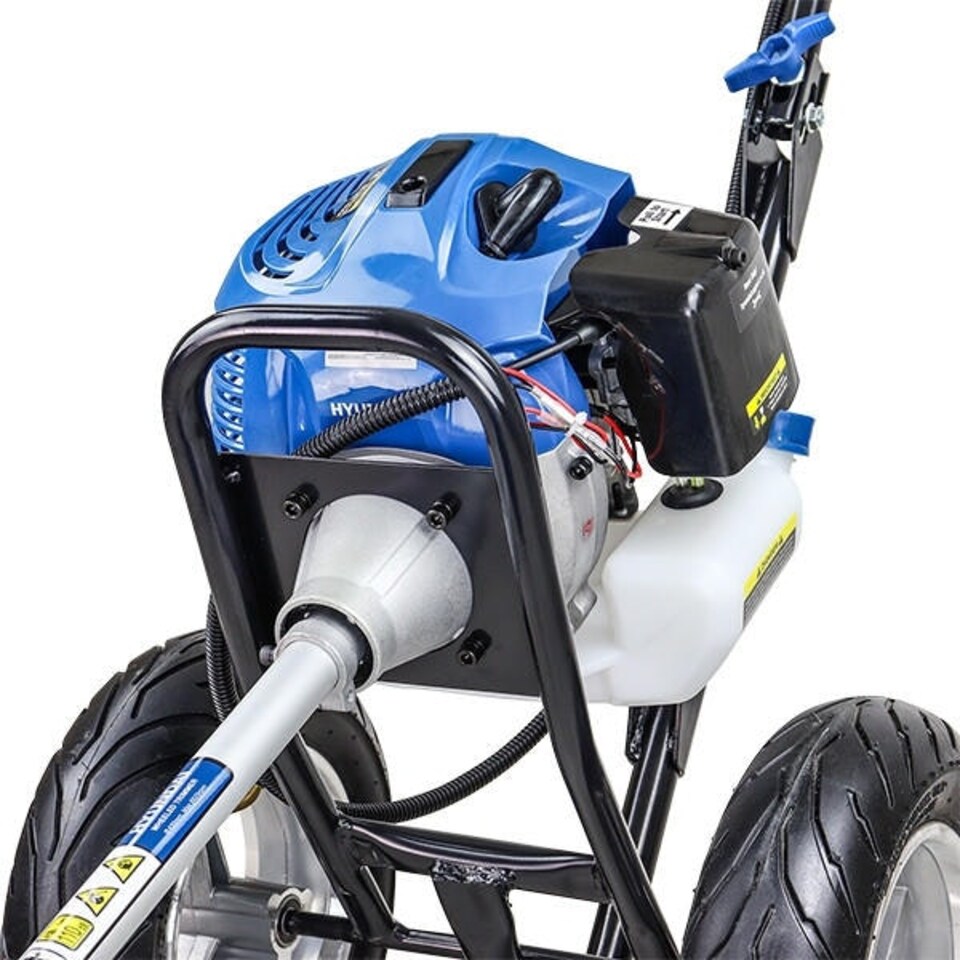 image 1 of Hyundai 52cc Petrol Wheeled Grass Trimmer 43cm Cutting Width Large Wheels HYWT5200X