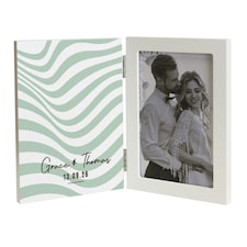 Personalised Wooden Hinged 6x4 Photo Frame | White | One Size