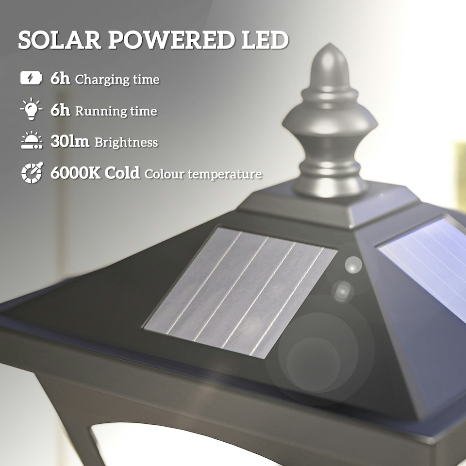 image 1 of Outsunny Outdoor Garden Solar Light with Base Freestanding Energy-saving Optical