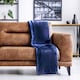 image 5 of Plush Collection Flannel Fleece Super Soft Throw in Navy (50" x 60") Blue | Blue