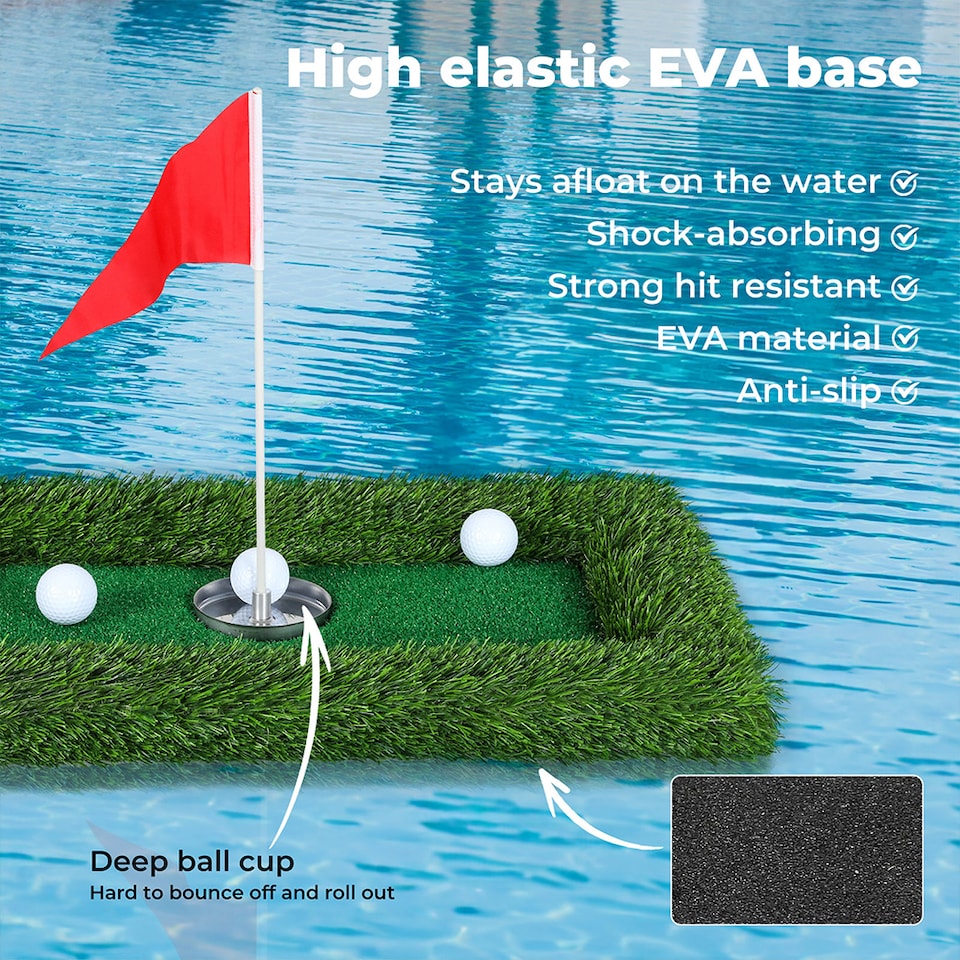 image 1 of Centra 60x30cm Floating Golf Green Mat Set Artificial Turf for Pool Outdoor Putting