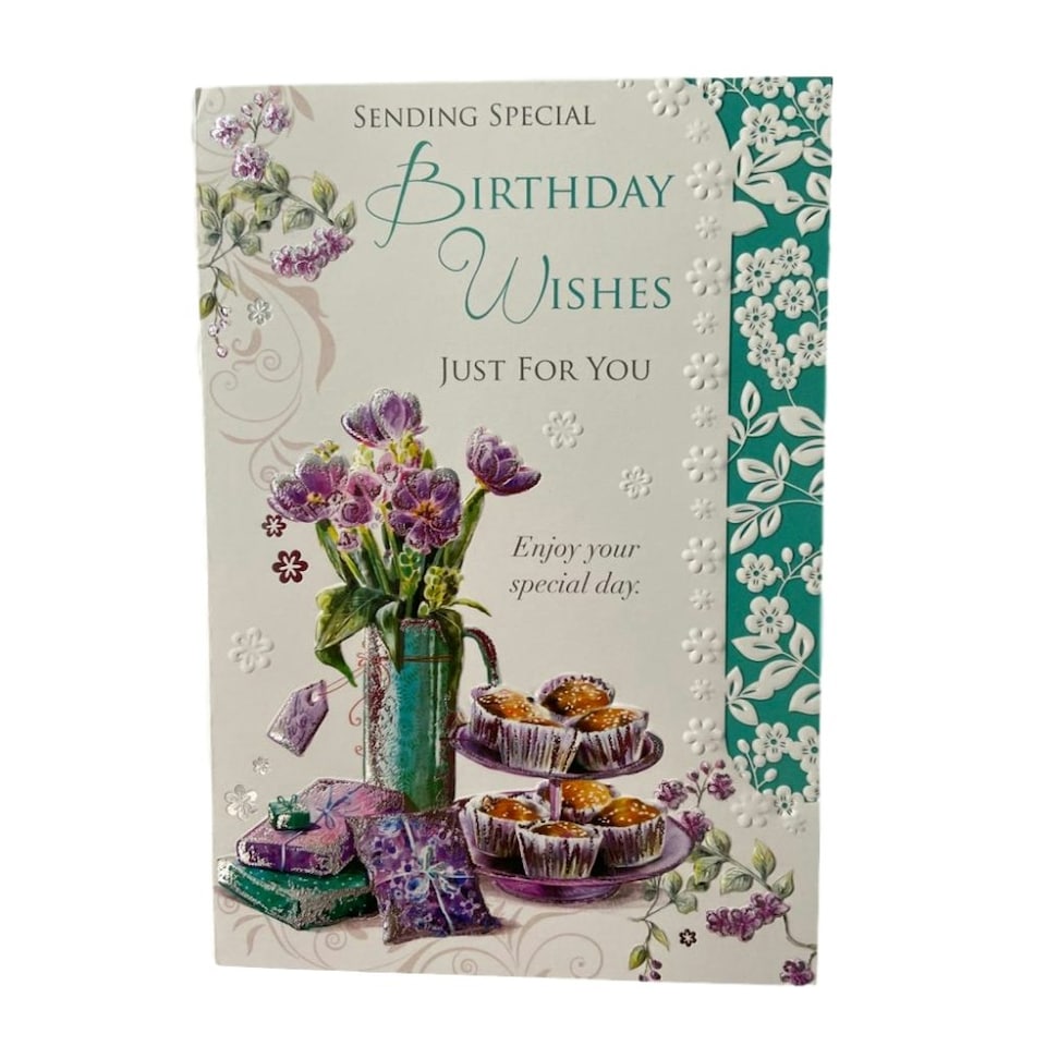 image 1 of Open Female Celebrity Styled Floral Design Birthday Card