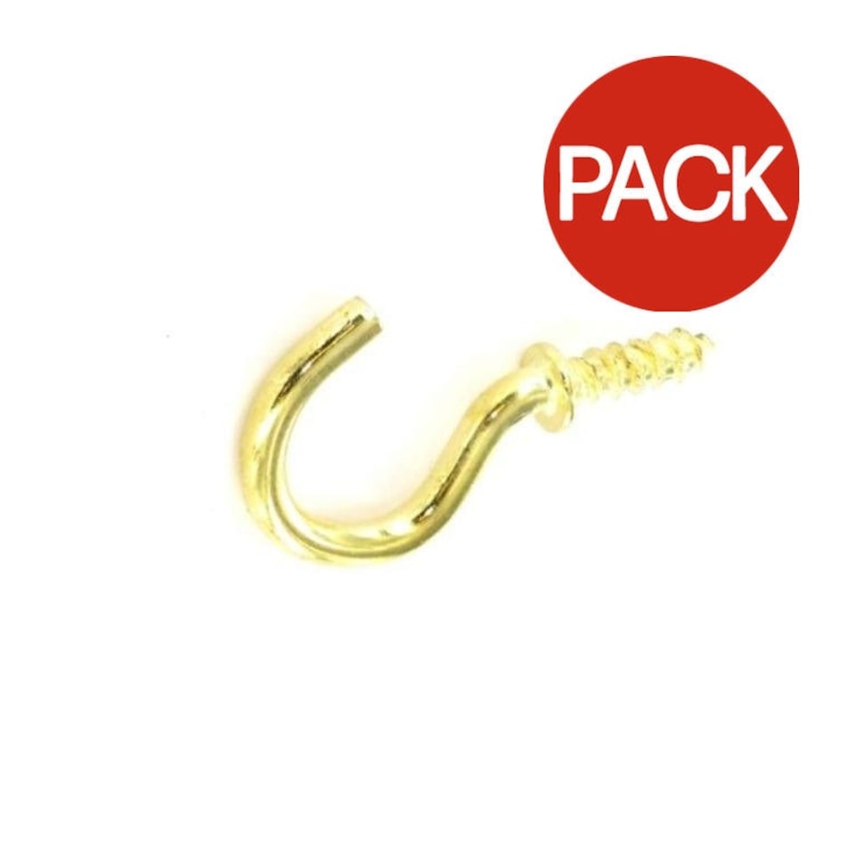 Securit Shouldered Cup Hooks (Pack of 5) - Gold - 38mm