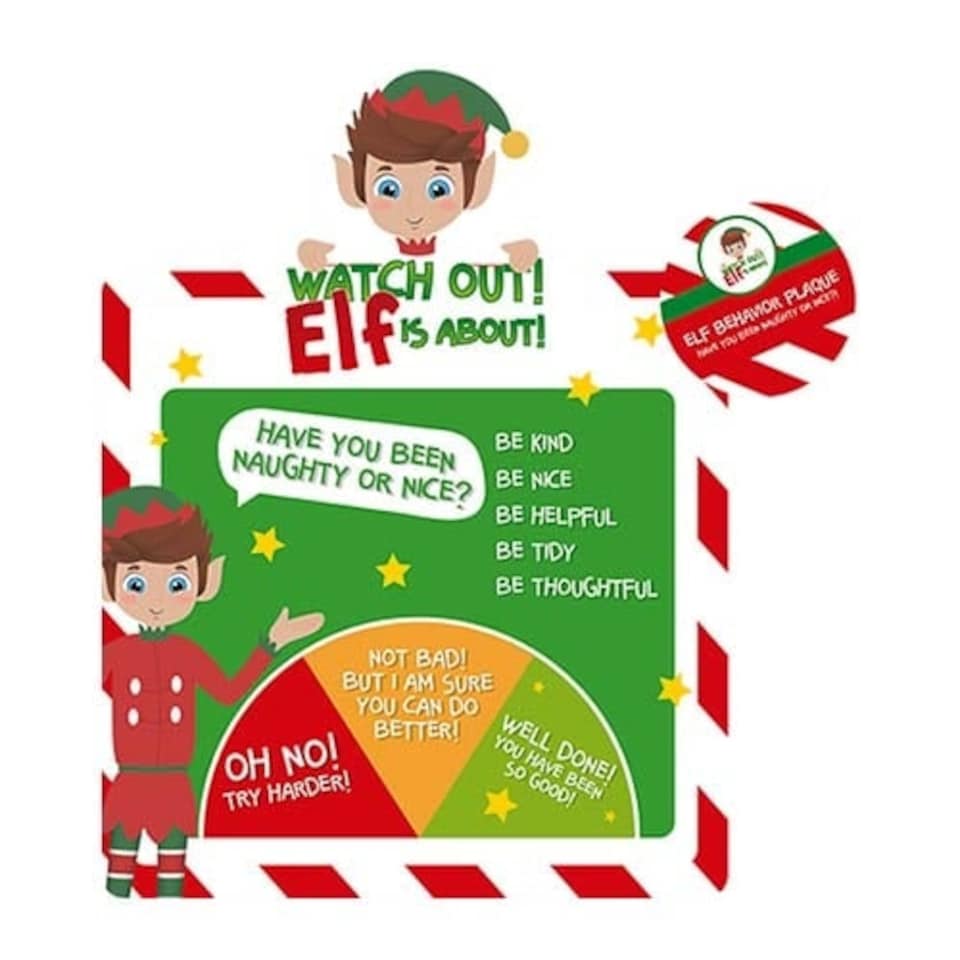 Christmas Elf Naughty or Nice Behaviour Barometer Plaque Chart