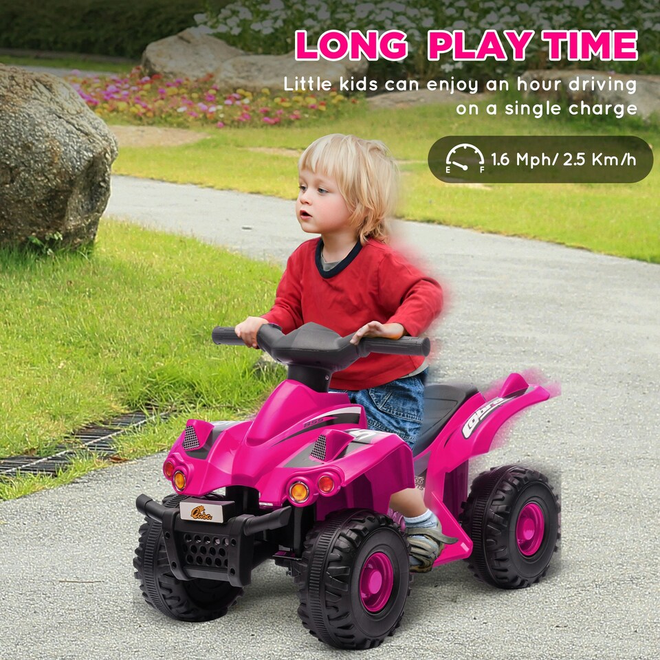 image 1 of AIYAPLAY 6V Kids Electric Quad Bike with Music, Forward Function, Pink