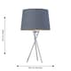 image 9 of Tripod - Chrome Lamp with Grey & Gold Fabric Shade | Chrome | Grey | Large | 1