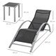image 5 of Outsunny 3 Pieces Sun Lounger Chair Set, Metal Frame Outdoor Garden Recliner Chairs with Glass-Top Side Table and Armrests for Patio, Black