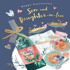 Words 'n' Wishes Anniversary Card for Son & Daughter in Law, Wine Celebrations, Multi-Coloured, 21.6 x 16.5