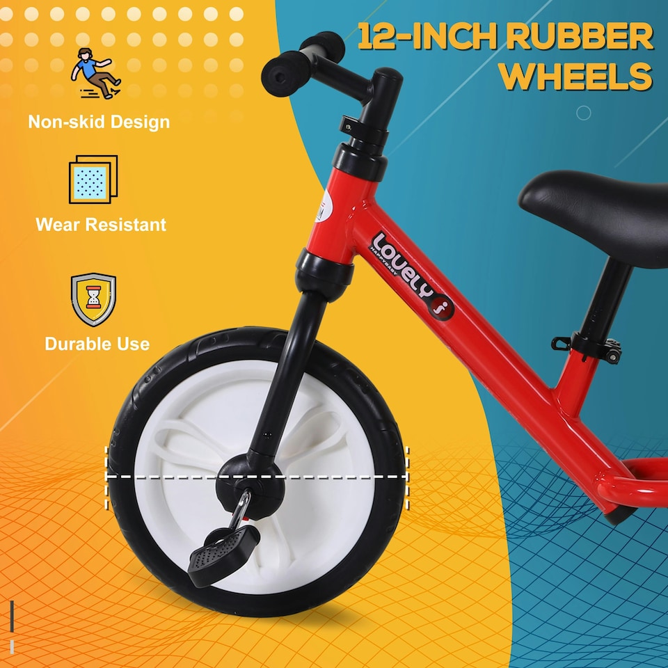 image 1 of HOMCOM Kids Balance Training Bike Toy w/ Stabilizers For Child 2-5 Years Red | Red | Red