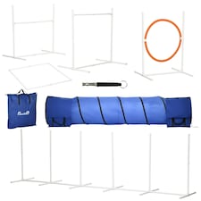 PawHut Six-Piece Dog Agility Equipment Set w/ Carry Bag