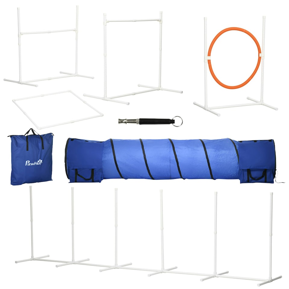 image 1 of PawHut Six-Piece Dog Agility Equipment Set w/ Carry Bag