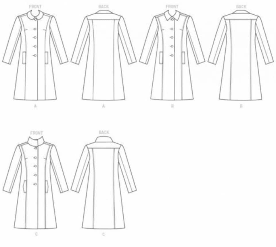 image 1 of Butterick 6385 Paper Sewing Pattern – Women’s Coat, UK Sizes 6–8–10–12–14, Intermediate