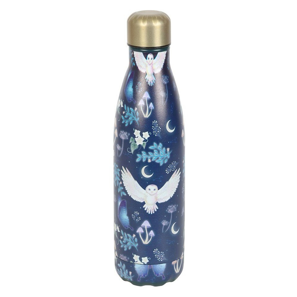 image 1 of Something Different Night Flight Owl Steel Water Bottle - Navy Blue/Gold - One Size