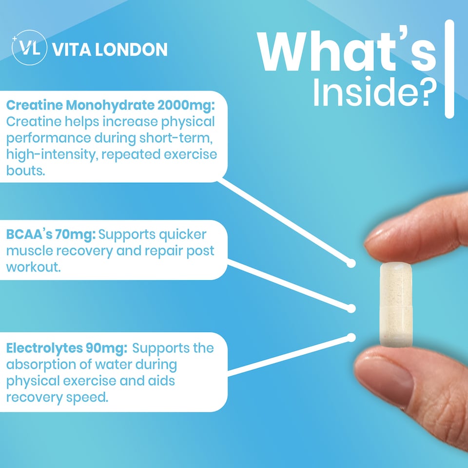 image 1 of Creatine Monohydrate Complex Capsules + BCAAs & Electrolytes - 2000mg - 120 Capsules