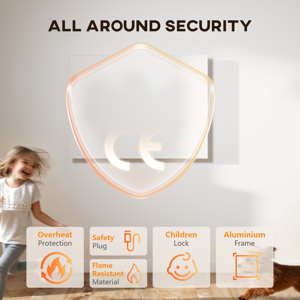 image 1 of HOMCOM Wifi Enabled Smart Electric Heater, 170W Far Infrared Panel Heater, Low Energy, Voice Control, Adjustable Thermostat, Weekly and 12H Timer, Wall Mounted Radiator, Overheat Protection, White | White