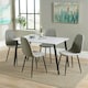 image 1 of Aspen Rectangular Dining Table with White Marble Effect Top and 4 Stone Grey Upholstered Fabric Chairs - Modern Dining Set | White | White | 1