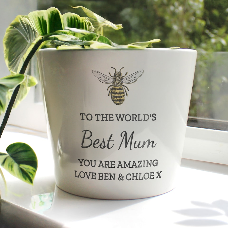 image 1 of Personalised Bee Large Plant Pot