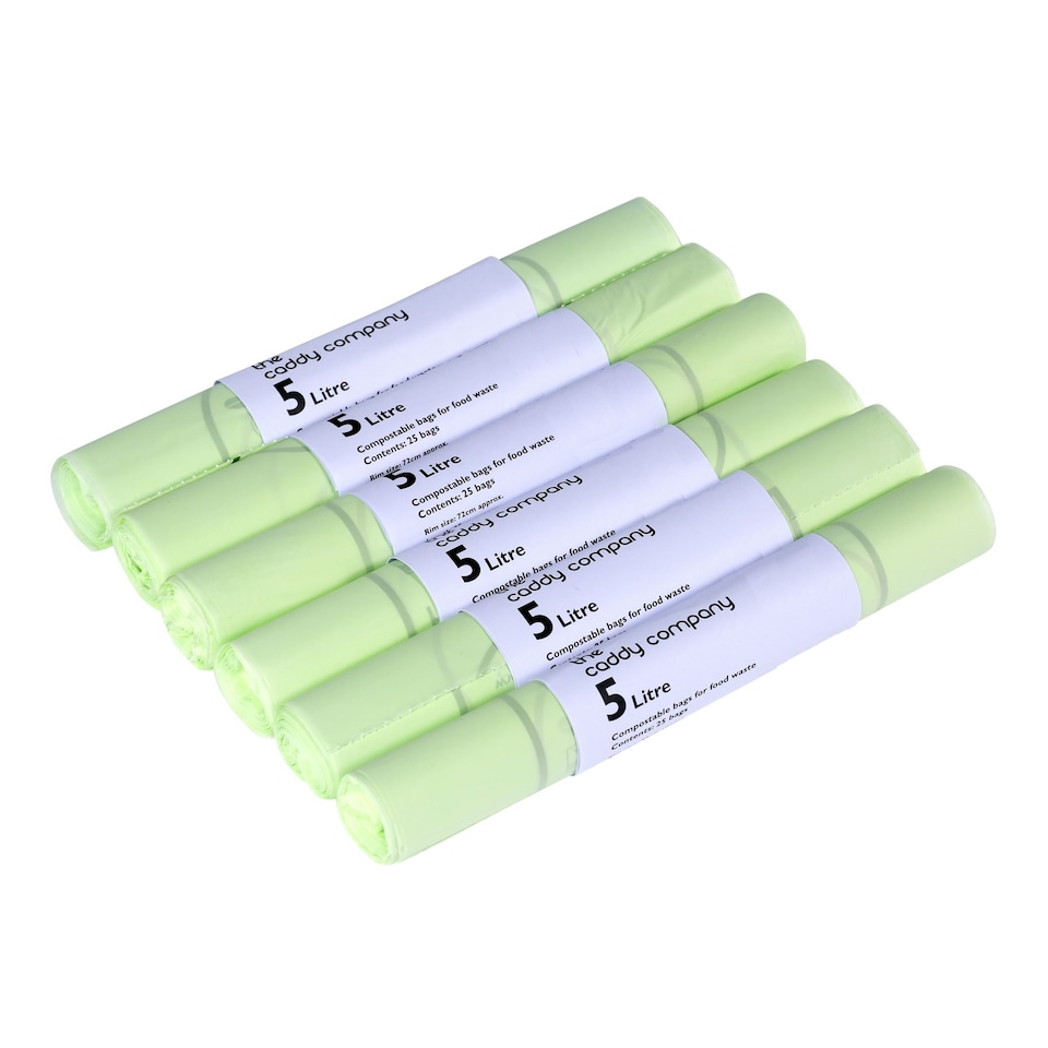image 1 of The Caddy Company 5 Litre Compostable Food Waste Bin Bags - 6 Rolls