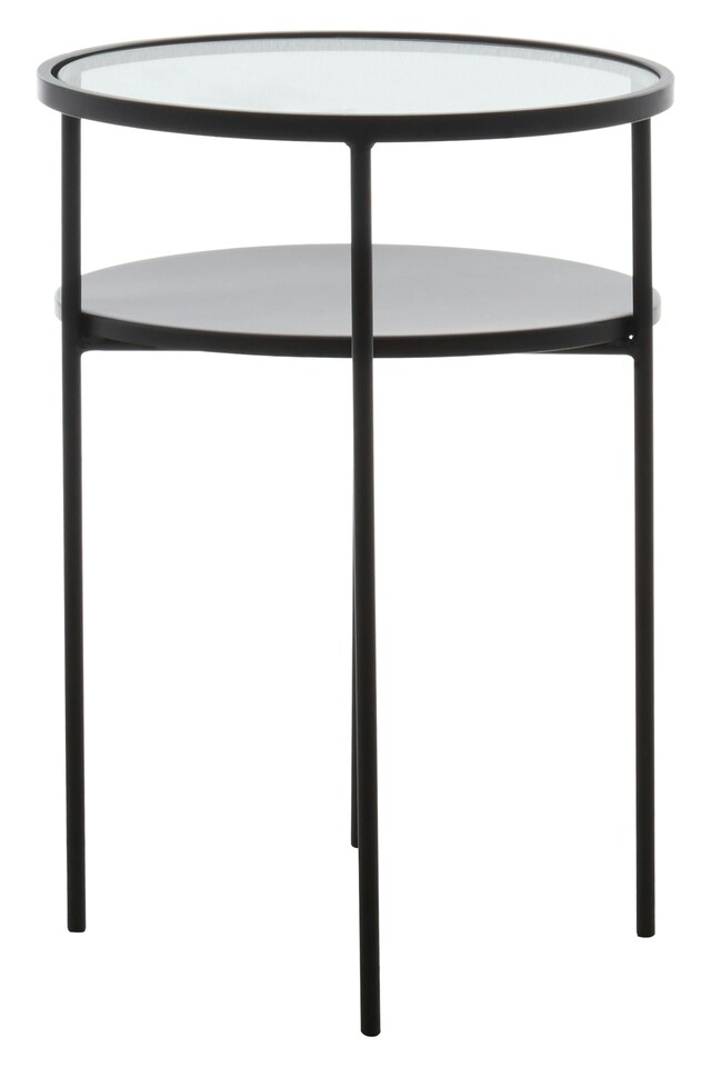 image 1 of Interiors by Premier Layered Round Side Table, Metal and Glass Top Side Table, Black Side Table, Contemporary Settee Side Table | Black