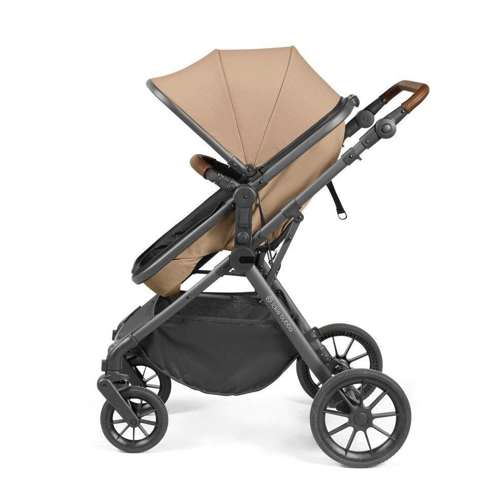 image 1 of Cosmo 2 in 1 Travel System (Desert) - Birth to 22kg (Approx. 4 Years). Convertible Seat, UPF 50+ Hood, Footwarmer, Apron, Raincover, Changing Bag & Mat