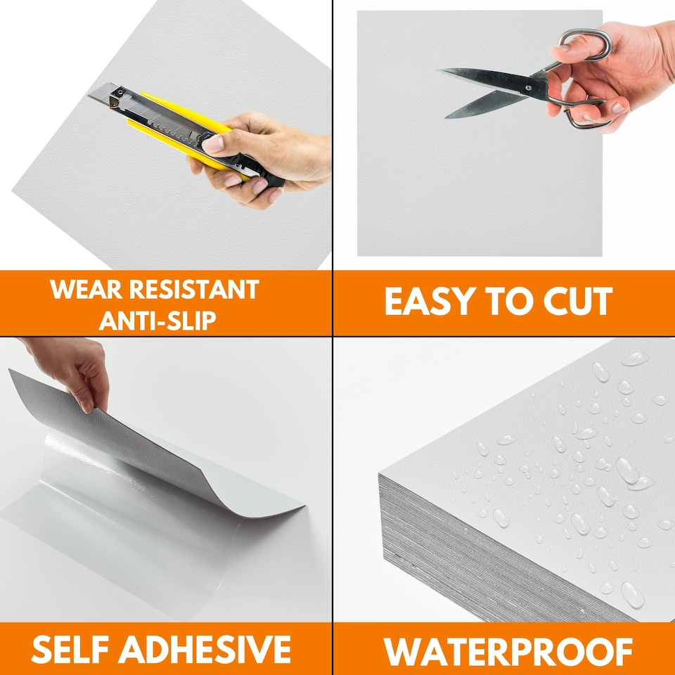 image 1 of NOVECRAFTO Vinyl Floor Tile – Self Adhesive 12x12 in – White Checkerboard – Peel & Stick for Kitchen, Bathroom & Living Room – Waterproof & Easy DIY White | 2.79 sqm