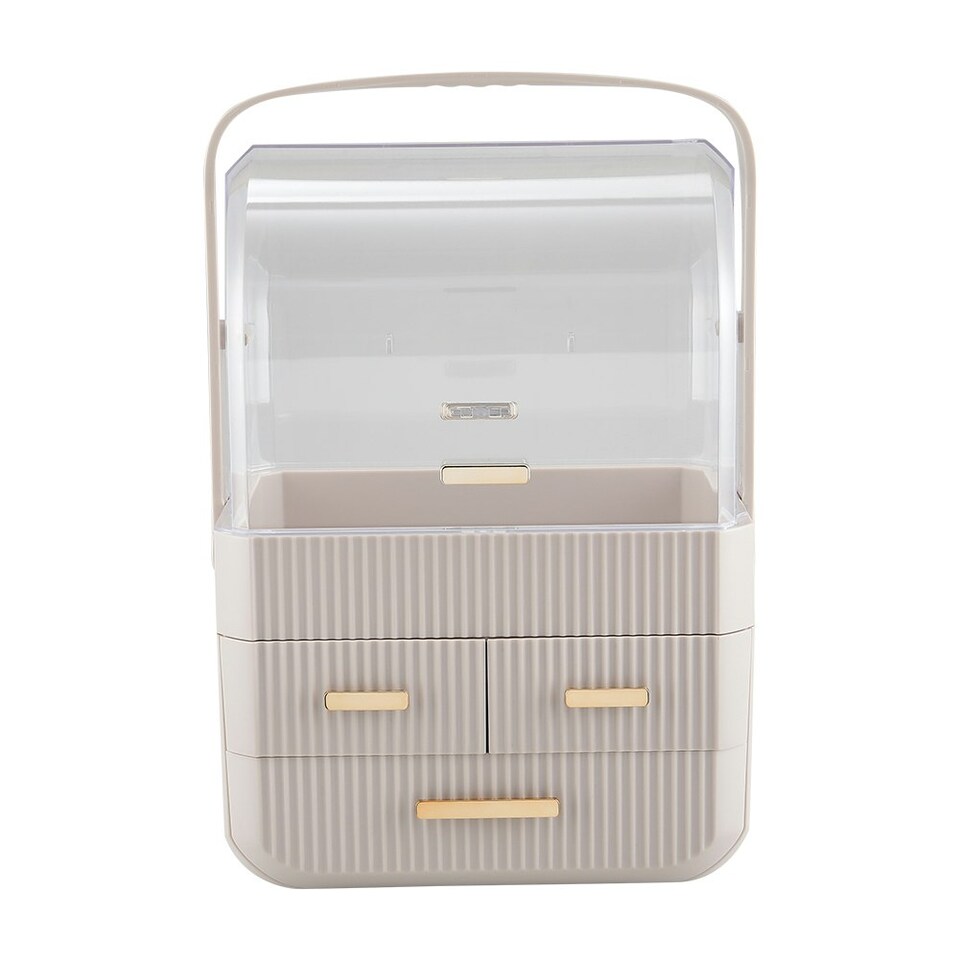 image 1 of Living and Home Desktop Makeup Storage Organizer with 3 Drawers - White