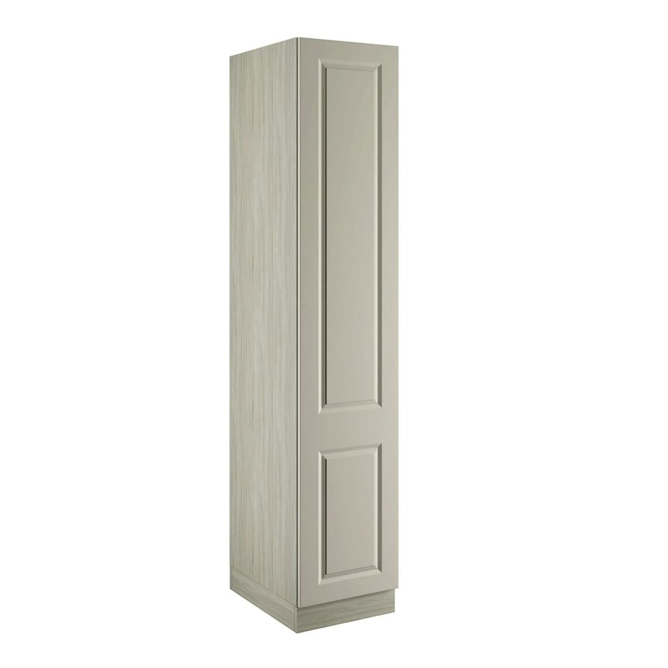 image 1 of Classic Square Panel Taupe Grey Single Wardrobe with Shelves Grey