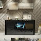 image 2 of Black TV Unit 145cm Gloss Doors Free LED Modern Media Cabinet Black