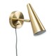 image 4 of ValueLights Duke Plug in Brushed Antique Brass Cone Easy Fit Wall Light with Adjustable Head - Bulb Included