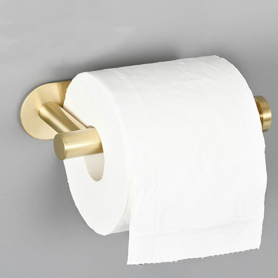 image 1 of Living and Home Modern Wall Mounted Stainless Steel Toilet Paper Roll Holder, Gold