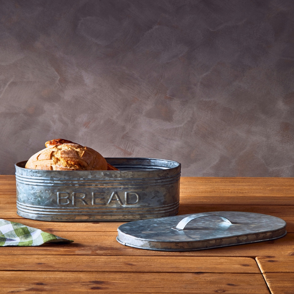 image 1 of Drummond Galvanised Steel Bread Bin Silver