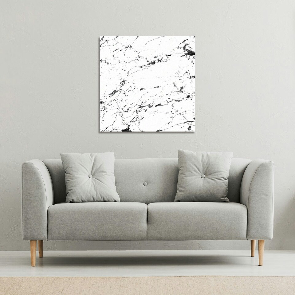 image 1 of Thin Black Marble (Canvas Print) 114 x 114 x 4cm