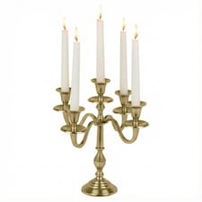 5 Arm Metal Candle Holder Stand Vintage Candelabra Centrepiece Home Decor 30cm | Gold | Gold | 1