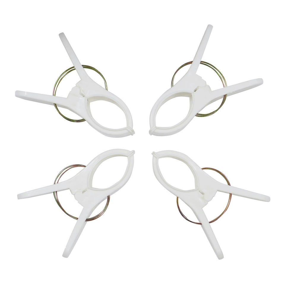 image 1 of JVL Large Clamp Clip Beach Towel Pegs, Pack of 4, White, One Size