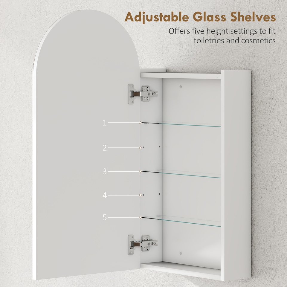 image 1 of HOMCOM Bathroom Mirror Cabinet with Adjustable Glass Shelves, White | White