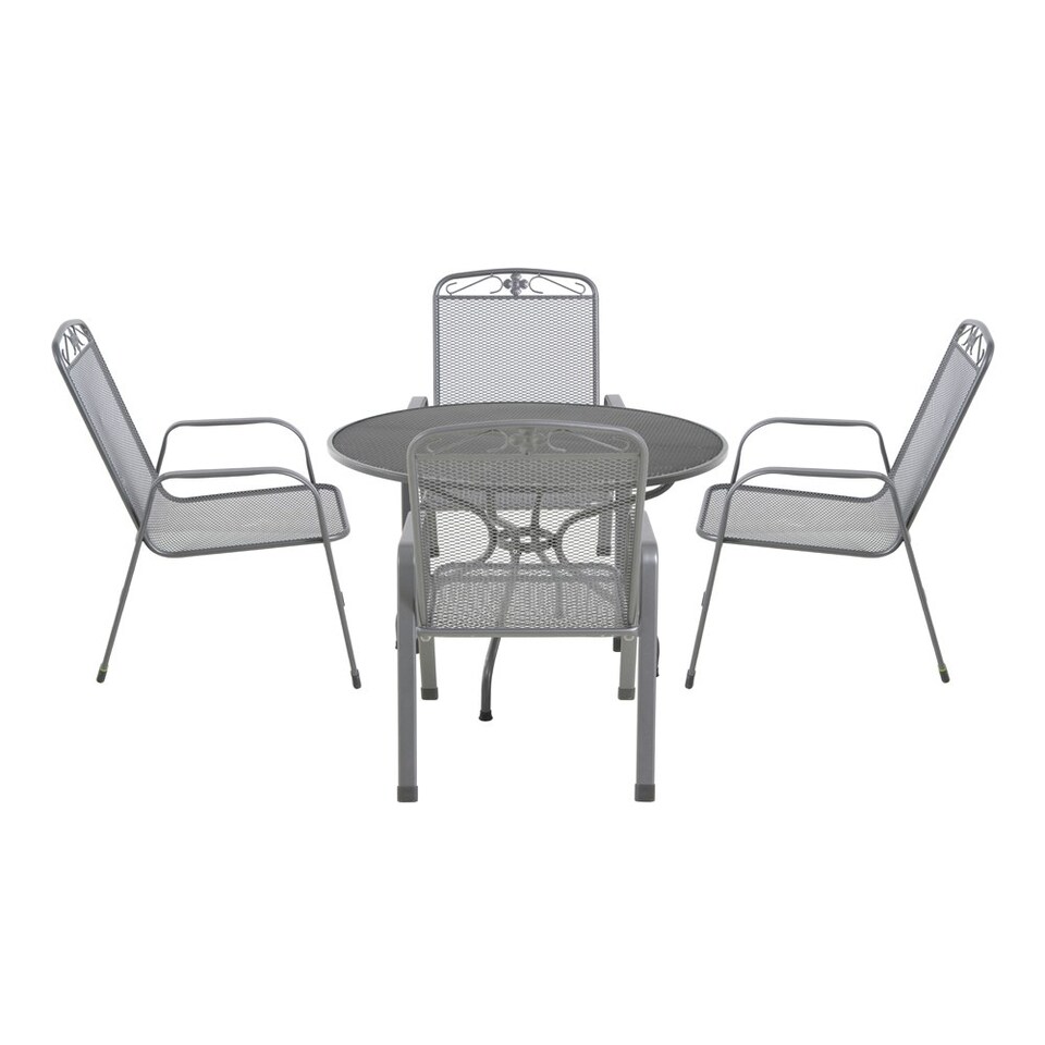 image 1 of Mesh Metal 4 Seater Dining Set with Cushions