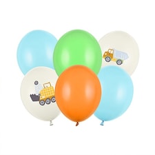Construction Vehicles Biodegradable Latex Balloons 30cm / 12 in - Pack of 6