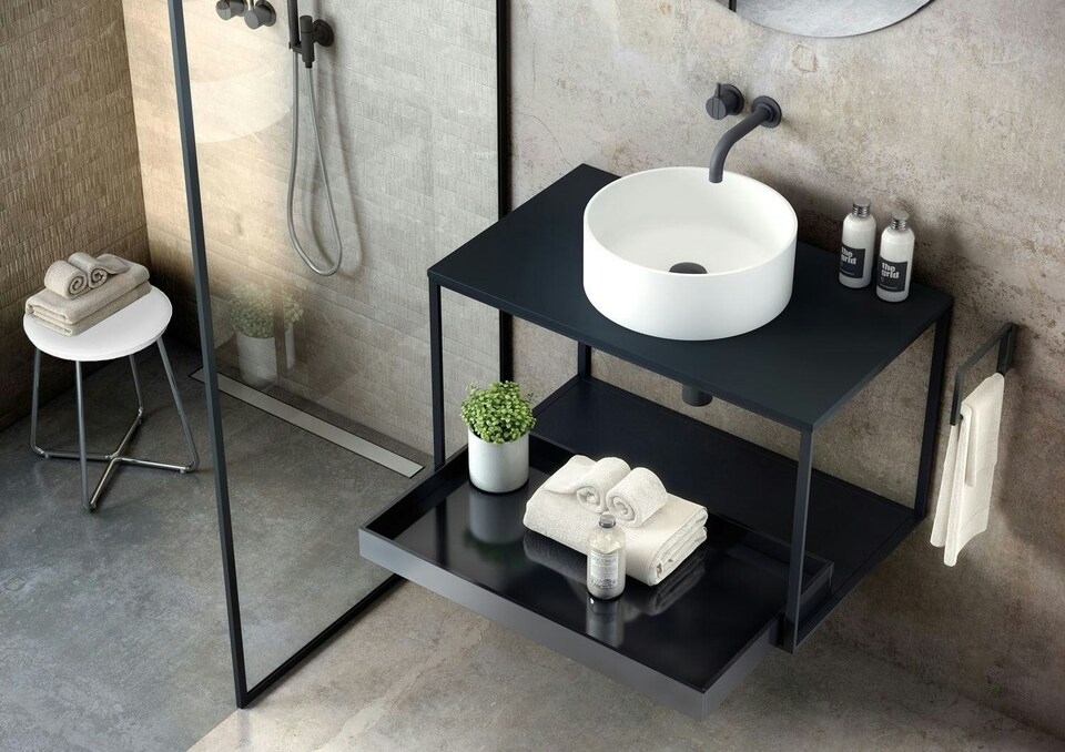 image 1 of Cosmic Shower Stool with Durable Stainless Steel for Bathroom, Matt Finish White
