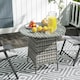 image 8 of Outsunny Wicker Garden Rattan Table, Patio Furniture Outdoor Coffee Table with Umbrella Hole and Tempered Glass Top, Grey | Grey | Grey